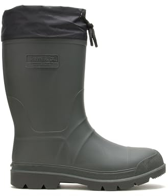 Kamik Forester Insulated Rubber Hunting Boots - Waterproof Insulated Boots for Men - Slip-Resistant Outsole for Hunting - Snow Shoes with Removable Liner - Mid-Calf Height, Khaki/Black - 10