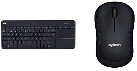 Logitech K400 Plus - Teclado inalámbrico para televisores conectados a PC, QWERTY español, Color Negro + M185, Ratón inalámbrico, Óptico, 2.4 GHz, USB, Negro