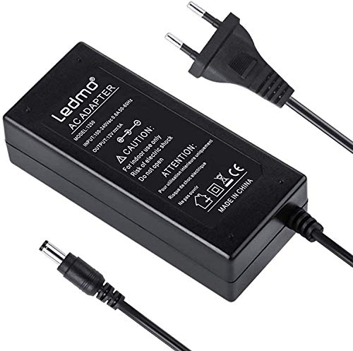 LEDMO Transformador 12V 5A Adaptador de Corriente 60W Fuente de Alimentación Transformador Voltaje de entrada CA 100-240V a CC 12V, Utilizado para tira de luz led, radio de coche, etc.