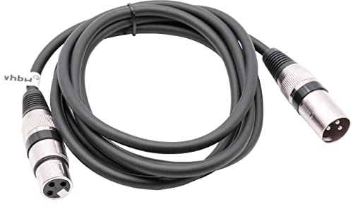 vhbw DMX-Kabel XLR Stecker auf XLR Buchse kompatibel mit Beleuchtung, Schweinwerfer, Bühnenlicht - 3-polig, PVC Kabel-Mantel, schwarz, 2m