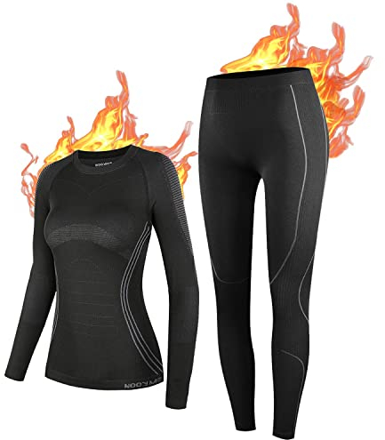 NOOYME Funktionsunterwäsche Damen Thermounterwäsche Damen Warm & Atmungsaktiv Funktionswäsche Damen Funktionsunterwäsche Damen Lang Skiunterwäsche Set Damen