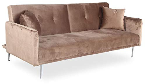 Menzzo Schlafsofa Carla, 3-Sitzer, Velours, Taupe