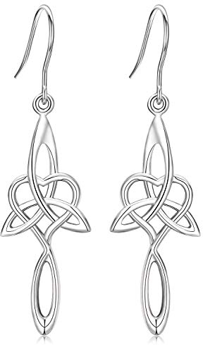925 Sterling Silber Keltischer Knoten Dangle Ohrringe, Hängende Drop Hypoallergene Ohrringe, Damen Schmuck Geschenke für Mama Mädchen Frau Freundin