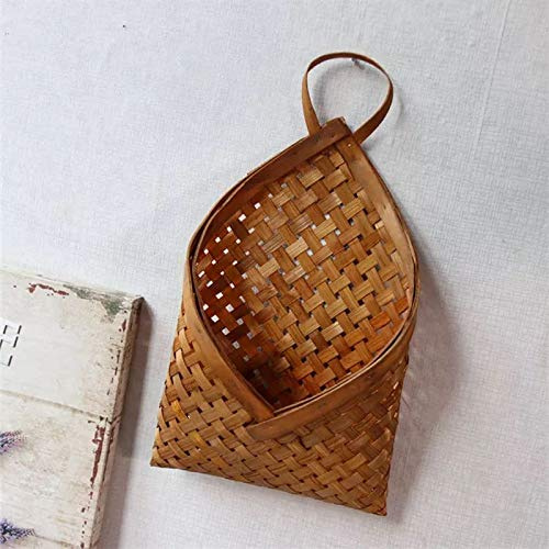 OSALAD 1 Stück Garten Wandmontierter Blumenkorb Handgemachte Korb Topf Bambus Rattan Blumentopf Hanging Gartenarbeit Waschung Vögel Nest Wanddekorationen