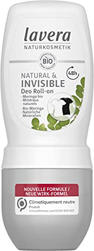 Lavera Deo Roll-On Natural & Invisible - 0% Aluminiumsalze - vegan - zuverlässiger Deoschutz 48h - zertifizierte Naturkosmetik - Bio Moringa und natürliche Mineralien - 50ml