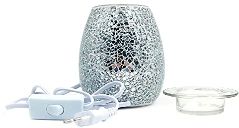 ANCLLO Kerzenständer aus gehärtetem Mosaikglas, Duft-, Öl- und Wachsschmelzer, handgefertigt, Mosaik-Design
