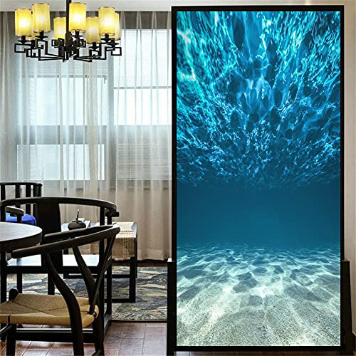 Dekorative Fensterfolie Sichtschutz Unterwasser-schöne Meeresspiegel statisch haftende Fensteraufkleber mattierte Fensterverkleidungen Fenstertönung für Heim 68x140 cm