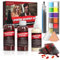 Kit de faux sang Halloween 60 ml + 50 ml de faux sang, 30 ml de latex liquide, 12 couleurs de Maquillage pour enfants, éponge de maquillage, 3 pinceaux, kit de maquillage Halloween pour maquillage