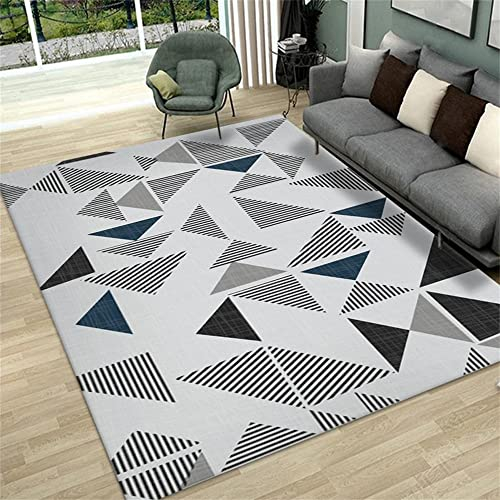 RUGMRZ Terrasse Deko Terrasse Deko Teppichboden Auslegware Grau-schwarzer geometrischer Dreieck Wohnzimmerteppich strapazierfähig und waschbar Jugendzimmer Möbel 160X200cm