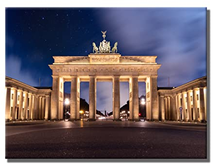 Leinwandbild Brandenburger Tor | 80x60 cm Querformat | Bild auf Leinwand | Deutschland Berlin Wahrzeichen | Wandbild Einrichtung Deko Dekoration Home | modern | Wohnzimmer Schlafzimmer Büro XXL groß