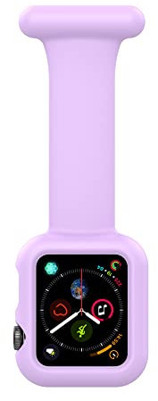 Makzib Fob for Apple Watch for Nurses Doctors Healthcare Paramedics, Silicone Pin Fob, 2 in 1 Infection Control Design Compatible with iwatch Series 7, 6, SE,5,4,3,2,1 (38/40/41mm, Lilac)