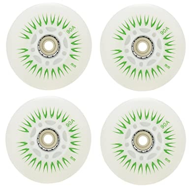 SSCYHT 4 PCS Inline-Skate-Räder, mit LED-Flash-Skate-Rädern Ersatzrad 60 mm/62 mm/64 mm/68 mm/70 mm/72 mm/76 mm/80 mm Inline-Roller für Kinder und Jugendliche,Grün,80mm