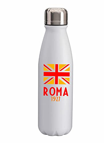 Tipolitografia Ghisleri Borraccia Città di Roma Capitale Tappo Piatto con Bandiera Calcio Sport Tempo Libero, Picnic, Scuola, Bambino - da 500 ml