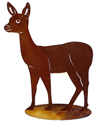 Großes stehendes REH 105x82cm Edelrost Gartendeko Rost Metall Rostfigur Hirsch Kitz Tier von Steinfigurenwelt