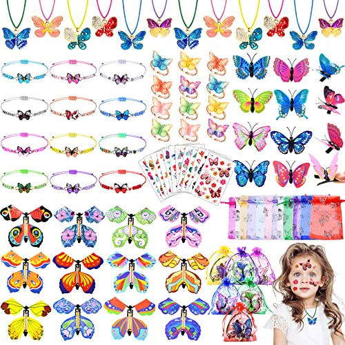 Tacobear Schmetterling Party Mitgebsel Kindergeburtstag Mädchen mit Freundschaftsarmband Ringe Halskette Haarspange Tattoos Fliegende Schmetterlinge Geschenktüten Gastgeschenke Kinder Give Aways