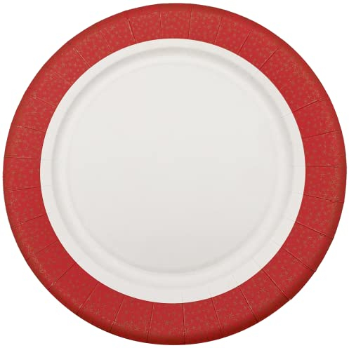 10 Assiettes en carton Paillettes Rouge/Or - 23cm