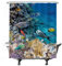 Ulticool Duschvorhang – Koralle Meer Tauchen Aquarium - 180 x 200 cm - Waschbar - Anti Schimmel - mit 12 Ringen – Blau Orange