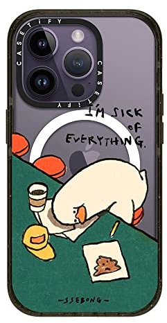 CASETiFY Impact iPhone 14 Pro Hülle [4X Militärqualität Fallgetestet / 2,5 m Fallschutz/kompatibel mit Magsafe] - I'm sick of everything by SSEBONG - Glossy Black