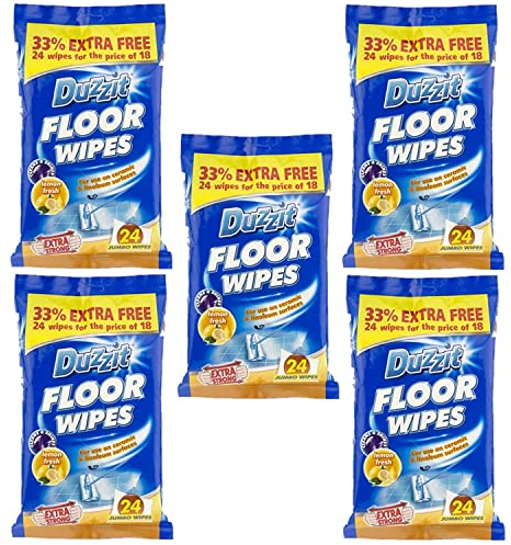5 x 24 Pack Duzzit Floor Wipes Suitable For Ceramic And Linofeum Surfaces