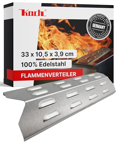Koch #30 Rostfreier Flammenverteiler 330 x 105mm für Gasgrill - Universal Brennerabdeckung mit Kiemenstruktur - Massiver V2A Edelstahl Stärke 1,25mm, 450g! Hochwertige Qualität Made in Germany!