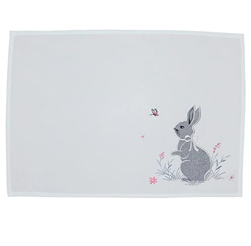 matches21 Frühlingshafte Tischset Platzset Stoff Amanda Ostern waschbar Osterhase Bestickt Polyester weiß 35x50 cm