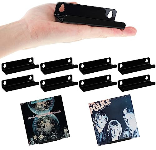 Wesiti 8 Pack 3.94 inch Small Vinyl Record Wall Shelf Mount Acrylic Vinyl Holder Display Record Wall Storage Tiny Floating Shelf Album Cd Rack Cd Stand for Daily LP Listening Book Storage(Black)