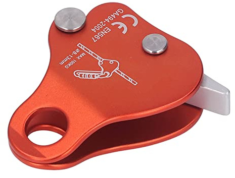 Keenso Kletterseilgreifer aus Aluminiumlegierung, Selbstsichernd, 8-13 Mm Kletterseilgreifstopper für Outdoor-Klettern, Bergsteigen (Orange) Werkzeuge für Bergsteiger