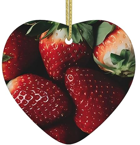 Erdbeer-Druck Personalisierte Weihnachtskugel, Keramik Weihnachten Hängende Ornament, Weihnachtsbaumschmuck Für Freund Freundin Frau Xmas Geschenke