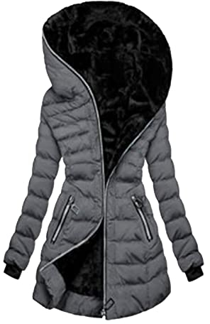 callmo Mantel Damen Lang Herbst Winter Einfarbig Fell Kragen Warmer Parka Elegant Plüsch Gefüttert Wintermantel Mit Kapuze Casual Knopfleiste Winterjacke Frauen Kapuzenmantel Mit Tasche Daunenmantel