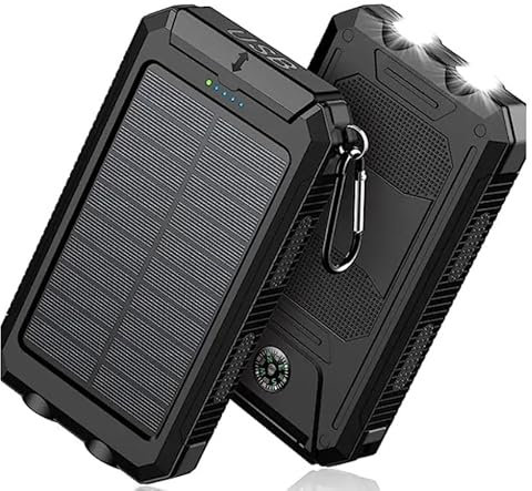 Variety Finds Ltd Portable USB Solar Charger 20000mAh, Solar Power Bank with 2 Outputs & Dual Inputs Flashlight, Waterproof Charger Fast Charging Battery Pack for Smartphones Tablets Outdoors