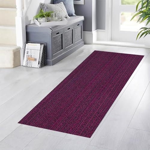 YANHONG Teppich Läufer Flur Küchenteppich 60 x 460 cm rutschfest, robust & pflegeleicht Schlafzimmer Muster Carpet, mit Anti-Rutsch Unterseite für Küche, Flur & Wohnraum, Lila