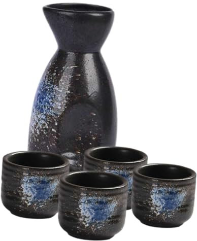 Ciieeo Set Ceramica Sake Giapponese Con Brocca E Tazze Eleganti Per Vino Di Riso Tradizionale 5 Pezzi Da 4.9 Pollici - Perfetto Per Occasioni Familiari E Regali Speciali
