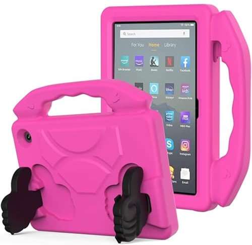 Custodia per tablet per Amazon Kindle Fire 7 2022 Custodia per tablet antiurto EVA per bambini con staffa per pollice Custodia per tablet