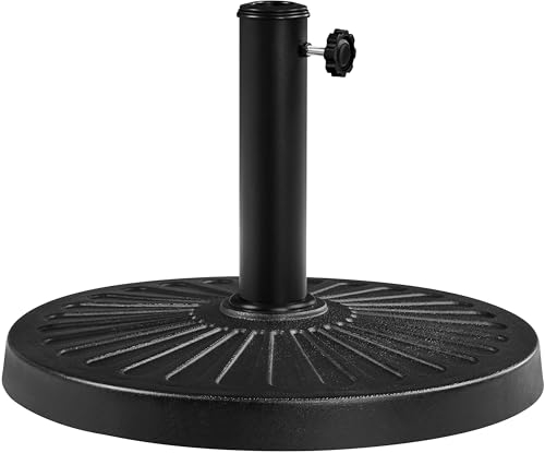 Yaheetech 12kg Garden Parasol Base Cast Iron Effect Parasol Base Heavy Duty Sun Shade Stand Holder, Umbrella Stand Outdoor w/Adjustable Tightening Knob for Umbrella, Canopy, Gazebo, Awning (Black)