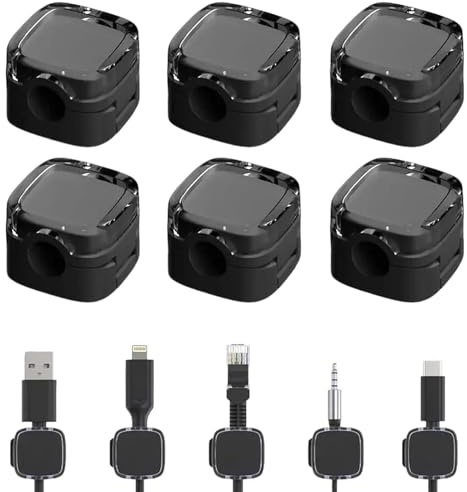6 Stück Kabelhalter Kabelclips Kabel Management,Magnetische Schreibtisch Kabel Organizer, für Nachttisch,Küchengeräte,USB,Audiokabel (Schwarz)