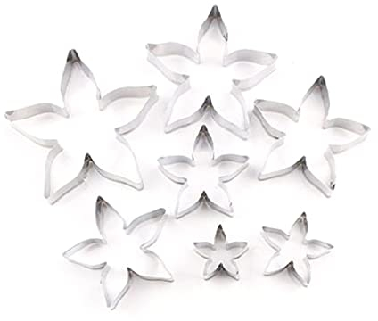 Lot de 7 emporte-pièces en forme de pétales de rose et de feuilles de calices pour pâte à sucre et fondant