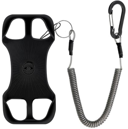 Universale Protector Telefon Tether, Outdoor/Wandern/Klettern/Bootfahren/Angeln/KajakTether, Handy Leine, Outdoors Spiralkabel Kompatibel mit den meisten Handys (Schwarz-A)