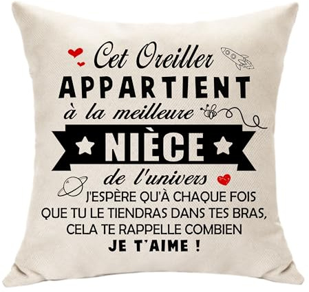 Hasodeo Nièce Cadeau d'anniversaire Original Housse de Coussin Décoration | Le Meilleure Nièce de l'univers Cadeau pour Fille Femme Remise des Diplômes Fiançailles Nouvelle Année Cadeau Noël