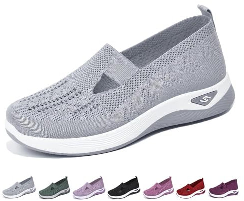 Genérico 2024 Zapatillas Ortopédicas para Mujer Zapatos sin Cordones para Caminar Zapatos Mujer Comodos y Ligeras Sandalias Palas Transpirables y Antideslizantes Zapatillas Malla Deporte Mujer Verano