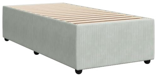 vidaXL Bettgestell, Polsterbett Bett für Schlafzimmer, Bettrahmen mit Lattenrost, Einzelbett Schlafzimmerbett, Hellgrau 90x190cm Samt