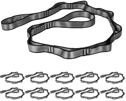 10PCS Nylon Daisy Chain Straps for Aerial Yoga Hammock Swing Adjustable Aerial Silk Extender Hanging Rope for Aerial Yoga Belts 3.6FT 5.9FT Long (Grey, 5.9ft/1.8m)