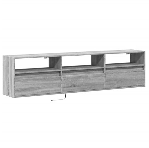 vidaXL Sonoma Grey LED Wall TV Unit 180 x 31 x 45 cm, Wall TV Cabinet with LED Lights, TV Stand, Hanging TV Cabinet, TV Cabinet