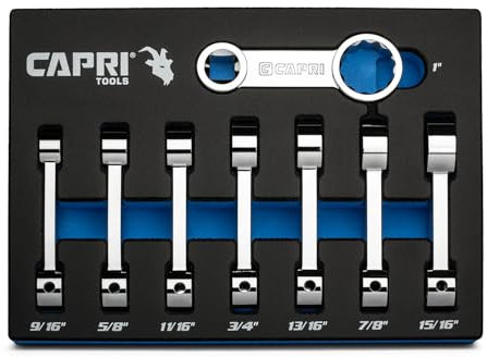 Capri Tools 1/2 in. Drive Torque Adapter Set, 12-Point Box End, 9/16 to 1 in., SAE, 8-Piece with Mechanic's Tray