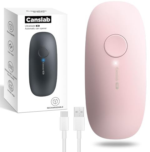 Canslab Ultrablde SE - USB Rechargeable Electric Can Opener for Kitchen for Seniors with Arthritis- Cordless Battery Powered Automatic, Side Cut, Smooth Edge, Handsfree, for Small or Large Cans, Pink