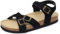 Merking Mules Sandales Femme Été Plates Pantoufles en Liège Boucle Bout Ouvert Confortable Cuir Suédé XZ554-Black-EU42