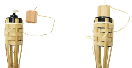 Dixiestore - Premium Bambusfackeln - Gartenfackeln für Garten, Grill, Hochzeiten und Schlittenfahrten - 150cm - Fassungsvermögen 500ml - Brenndauer 9-12 Stunden - Bambus & Eisen - x3