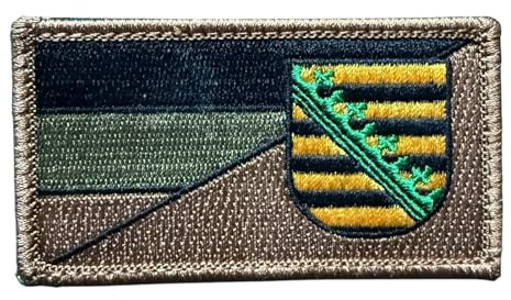 Deutschland Bundesländer Bayern Flaggen Subdued für Jäger, Bundeswehr, Schützen, Armee und einfach zum Sammeln mit Hakenklett für Rucksack, Jacke usw SACHSEN