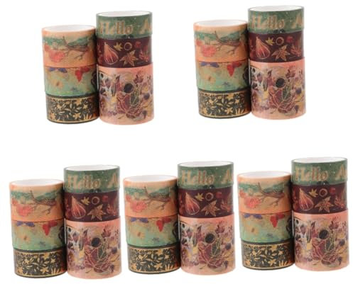 SHINEOFI 5sets Autumn Hot Stamping Washi Tape Butterfly Hand Account Landscaping DIY Decorative Stickers (6pcs) 3m/roll Poster Tape Paper Tape Double Tape Strips Tape Glue Japanese 6rolls*5