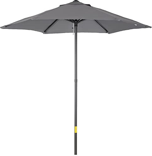 Outsunny Ombrellone da Giardino 2x2 m con Presa d'Aria, Ombrellone da Esterno con 6 Stecche in Alluminio e Poliestere 160 g/㎡, per Cortile, Terrazza e Balcone, Grigio Scuro