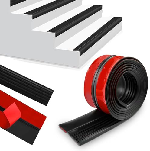 Treppenkantenprofil Selbstklebend, Treppenkantenschutz, Rutschfestes Gummi Treppenprofil, Antirutsch Stufenschutz für Innen und Außen, Treppenschutzleiste（2M）